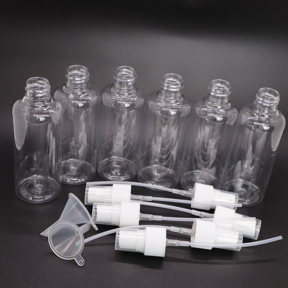 6 pack spray bottles, 4 oz. 100ml clear empty fine mist plastic bottles new - Picture 4 of 4